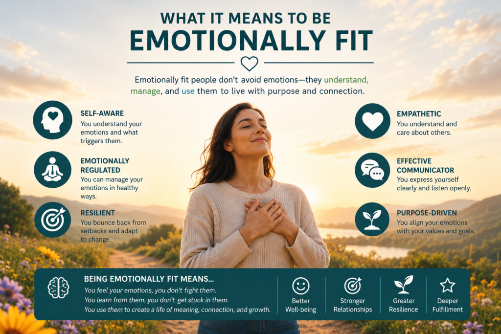 Emotional Fitness meaning with illustration