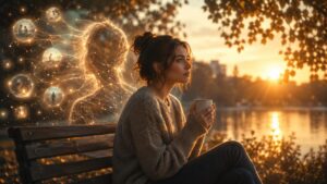 Person reflecting emotionally attached sentiments during sunset, symbolizing emotional safety, self-awareness, and healthy emotional connection.