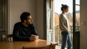 Why do I shut down during arguments? A couple taking a quiet emotional pause, illustrating why people shut down during arguments and struggle to find words.