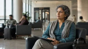 A woman waiting thoughtfully illustrates how we worry about things that have not happened.