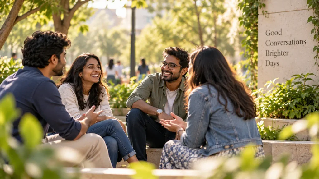 Real-life human connection, happiness and meaningful conversation