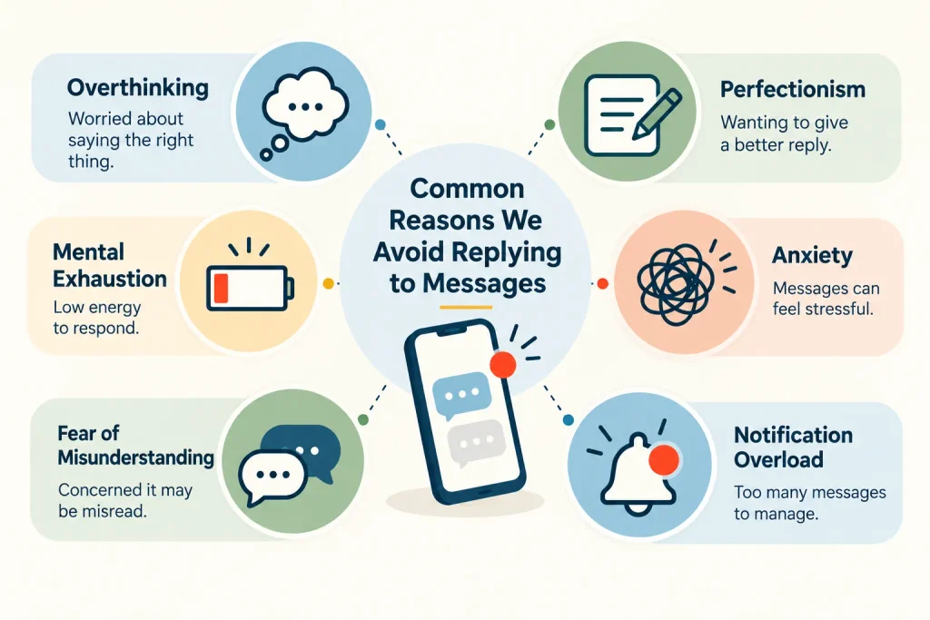 Why do I avoid replying to messages? Common reasons include overthinking, emotional exhaustion, anxiety and fear of misunderstanding.